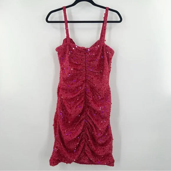 SHO by Tadashi Shoji Sequin Body-Con Minidress in Raspberry Pink size XL - Picture 4 of 10